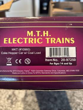 20-97250 Mth 658081278438 Mkt Coke Hopper With Coal Load New Old Stock
