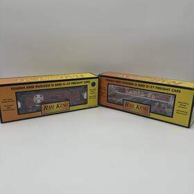30-76494 Mth 658081330358 Rail King Santa Fe Flat Car With Trailer And Woodsided Caboose 30-7720