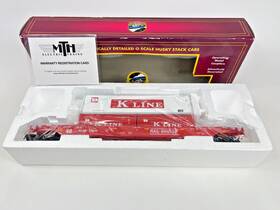 20-95279 Mth 658081405964 Premier O Scale Railbridge Husky Stack Car With K Line Containers 20-95279 Mth 658081405964 Premier O Scale Railbridge Husky Stack Car With K Line Containers