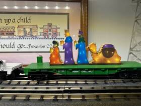 30-76788 Mth 658081422633 Rare Christmas Flat Car With Lighted Nativity Shepherd Scene