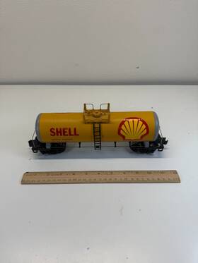 20-90331 Mth Premier Shell Tanker Train Car Sctx 48195 O Scale 11 Inch Yellow Oil Tank Model