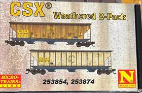 98305096 Mtl New N Scale Csx Weathered 3-bay Cvd Hoppers 2 Pack