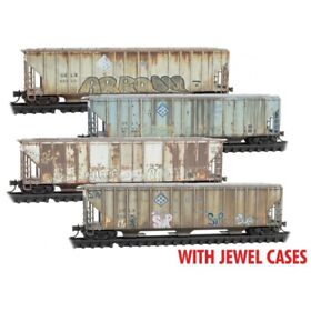 98305028 N Scale Micro-trains Mtl Uelx Adm 3-bay Hopper Set 4-pack Weathered