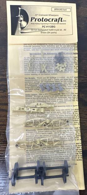112bg Protocraft O Scale #112bg 50-ton Bettendorf Freight Trucks 1 Pair 48 Kit Nip