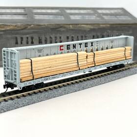 16629-7 Red Caboose 16629 Centex Centerbeam Flat Car Custom Wood Load Tcax N Scale
