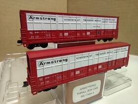 Rn-17404 Red Caboose N Scale Train Lot Of 2 Tcax Armstrong Thrall 54ft Boxcars D T5 4&5
