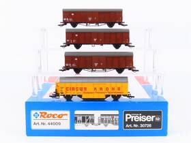 30726 Roco 44009/30726 Ho Scale Preiser Circus Krone Animal Transport Cars - Set Of 4