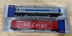 67249 Roco 76875 Ho 66327 Vtg High Capacity And Hz Tarpaulin Cargo Wagon - 2 Cars Total