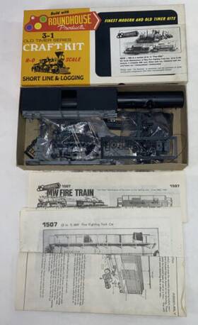 53454 Roundhouse Ho 1507 Maintenance Of Way 3 Car Fire Fighting Train Undecorated