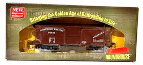 90023 Roundhouse 797534841703 Rtr 36ft Box Car Northern Pacific Rd#90023 Metal Wheels Built H0 1/87