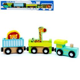 Saiburaz Saitrain01 Wooden Trains Cars With Crane Magnetic Train Toys For Small Wood