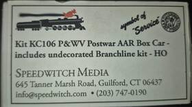 Kc106 Speedwitch Media P&wv Postwar Aar Boxcar Includes Branchline Base Kit. Kit#