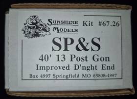 Sunshine Models #67.26 Kit# 67.26 Sp&s 40ft 13 Post Gondola Improved Dreadnaught Ends - New