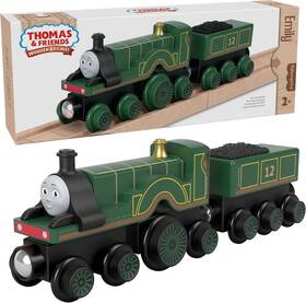 Hbk13 Thomas & Friends And Wooden Railway Emily Engine Coal Car Push-along Tra Inch