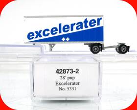 42873-2 Trainworx 42873 N Scale Excelerater 28ft Pup Trailer #5331 - Special Run
