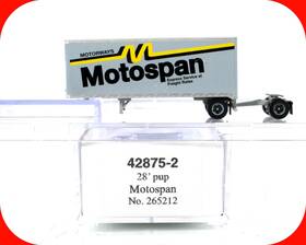 42875-2 Trainworx 42875 N Scale Motospan 28ft Pup Trailer #265212 Special Run