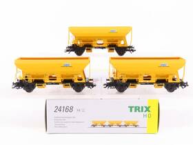 24168 Trix Ho Scale Dbg Deutsche Bahn Gleisbau Fcs Side Dump Hopper 3-car Pack