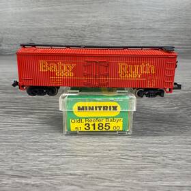 3185 Trix 3183 N Scale Old Time 40ft Wood Ice Reefer Box Car Baby Ruth Good Candy