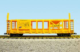 R17237 Usa Trains C&nw With Map Two-tier Auto Carrier Flat Car Cars G Yellow