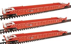 932-9347 Walters Cp Rail Patch Mark 53 Ft Nsc 3 Car Unit Well Double Stack Pack Of Ho Scale New