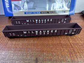 932-23274 Walthers 616374024803 Ho Scale 2-pack Milwaukee Road 65ft Mill Gondolas