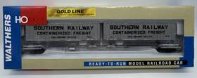 932-3928 Walthers Gold Line Ho Flexi-van Flat Car Trailer Southern Railway Nib