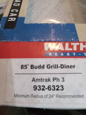 932-6323 Walthers Ho Scale Amtrak Phase Iii 85ft Budd Grill/diner Car Used