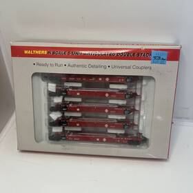 932-8102 Walthers 305ft Thrall 5 Unit Double Stack Car Santa Fe N Scale