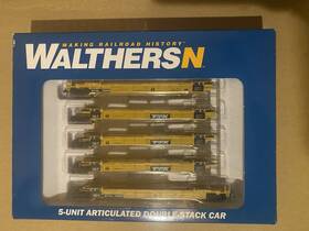 932-8104 Walthers N Scale Ttx Articulated Double Stack Car 5 Unit 10 40 Containers