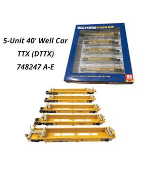 910-55673 Walthers Mainline Ho Scale Thrall 5-unit 40ft Well Car Ttx Dttx #748247 910-55673 Walthers Mainline Ho Scale Thrall 5-unit 40ft Well Car Ttx Dttx #748247