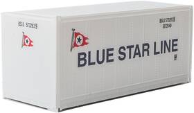 949-8661 Walthers Scenemaster Ho Scale 20ft Smooth-side Container Blue Star Line White/red/blue