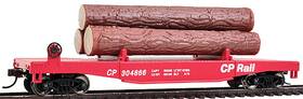 304866 Walthers Trainline 616374093106 R Log Dump Car With 3 Logs - Ready To Run Canadian Pacific #304866 Red Cp