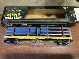3-rail Weaver U4104 Vintage 82246 Ttpx Trailer Train 50 Flat Car With Pipe Load Nib O