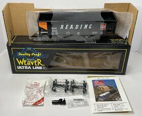 85723 Weaver Ultra Line Reading Black Orange Label #85723 2-bay Offset Coal Hopper Car O Gauge