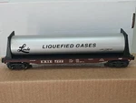K-line Erie #7222 Flat Car W/ Bulkheads And Linde Tank Load K691-1511 No Box.. Fixed Price $37.95.
