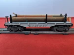 Lionel 6411 1948-1950 Flat Car With Original Box, Log Load, Brake Wheels, Steps. Fixed Price $25.00.