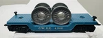 Marx 4566 Cwex Lt. Blue Depressed Center Flatcar - Gray Reels. Fixed Price $115.00.