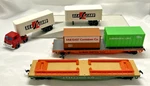 Tyco 352B Life-like 8441 Ho Flat Car, Shipping Containers Truck Cab Loading Dock. Fixed Price $59.00.