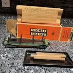 Lionel 3461-25 Scale Lumber Car Green, Postwar Untested. Fixed Price $64.99.