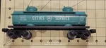 Lionel 6465-110 Cities Service Tank Car Post War Green Coupler Broken & O-27. Fixed Price $10.99.