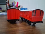 Bachmann Thomas Friends Ho/oo Scale Red Branchline Coach White Roof Modified. Fixed Price $40.00.