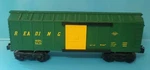 B08: K-line Reading 5121 Green Boxcar Rdg Yellow Door Gauge. Fixed Price $14.95.