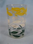 Clear Glass Tumbler With Green White & Yellow Leaf Decals Leaves Hazel Atlas (o). Fixed Price $7.49.