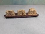 Used Athearn Ho Scale 50' Flat Car Santa Fe Atsf #93302 W/ Tarped Load Read. Fixed Price $32.00.