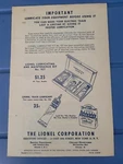 Lionel Instruction Sheets Copies. Fixed Price $6.00.