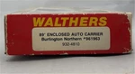Walthers Ho Burlington Northern 89' Enclosed Auto Carrier 932-4810 New "as Is". Fixed Price $29.99.