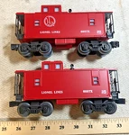 2 Different Modern Lionel Lines Red Gauge 6057X Cabooses (c). Fixed Price $24.00.