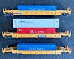 Walthers N-scale 932-8053 Container Car,thrall,lo-pac Set Ttx #25064. Fixed Price $56.00.