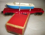 Lionel Postwar 6801-75 Flat Car With Blue Hull Boat C-8 Ln Tired Original Box. Fixed Price $100.00.