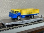 Atsf Santa Fe - 40FT Flat Car W/ Ford Coe Stakebed Truck Ho Scale New. Fixed Price $65.95.